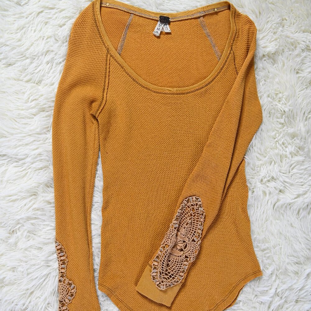 We The Free knit long sleeve with embroidered sleeves